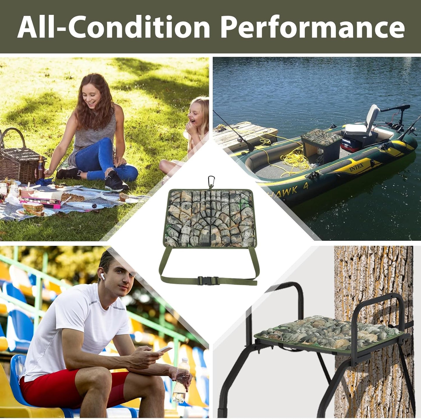 Hunting Seat Cushion, Memory Foam Silent Lightweight Camo Tree Stand Seat Cushio