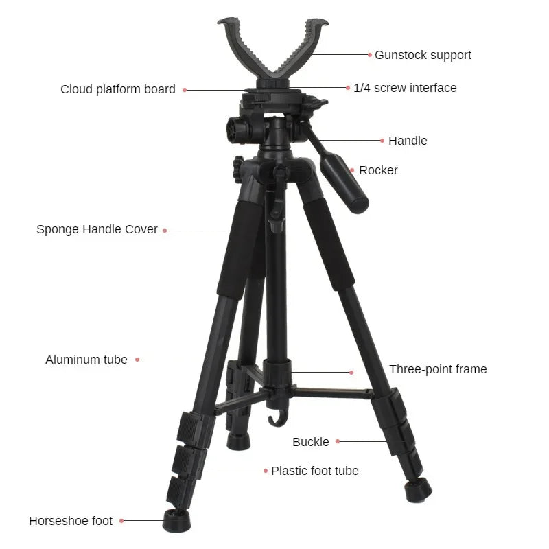 Outdoor Hunting Tripod Durable Adjustable Height Hunting Stand Aluminum V-Yoke Shooting Rack Multifunctio Hunting Safe Accessory