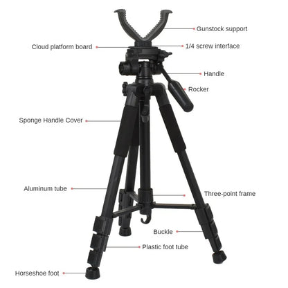 Outdoor Hunting Tripod Durable Adjustable Height Hunting Stand Aluminum V-Yoke Shooting Rack Multifunctio Hunting Safe Accessory