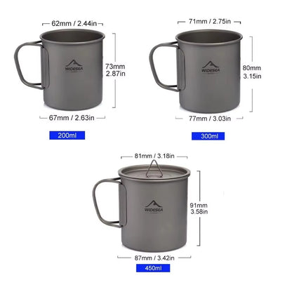 Camping Mug Titanium Cup Tourist Tableware Picnic Utensils Outdoor Kitchen Equipment Travel Cooking Set Cookware Hiking