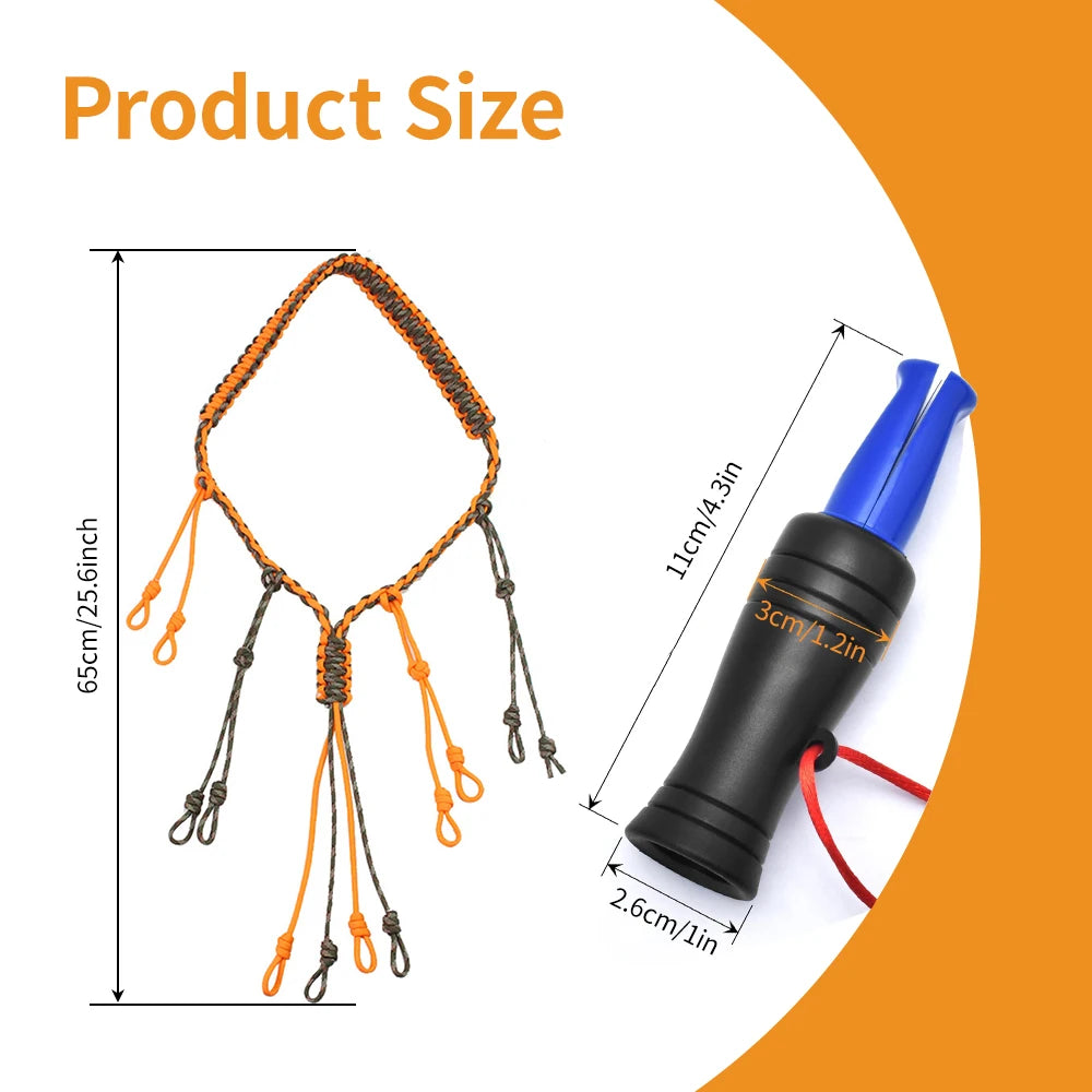 Duck Call Lanyard with 12 Removable Loops, Hand Braided Hunting Call Lanyard, Duck Hunting Accessories, Goose Calls Game Carrier