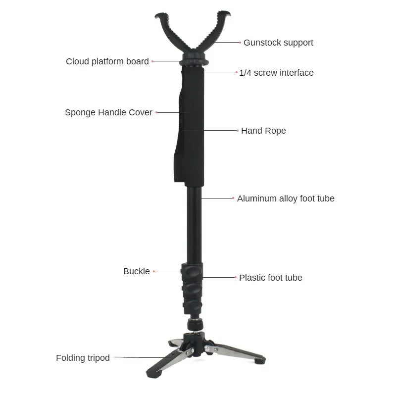 Outdoor Hunting Tripod Durable Adjustable Height Hunting Stand Aluminum V-Yoke Shooting Rack Multifunctio Hunting Safe Accessory