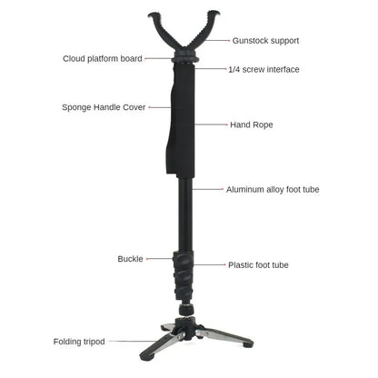 Outdoor Hunting Tripod Durable Adjustable Height Hunting Stand Aluminum V-Yoke Shooting Rack Multifunctio Hunting Safe Accessory