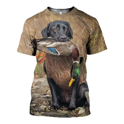 Men'S Dog Hunting Wild Duck T-Shirt, Hunting Camouflage Casual Wear, Summer Fashion, Harajuku Sportswear Novelty