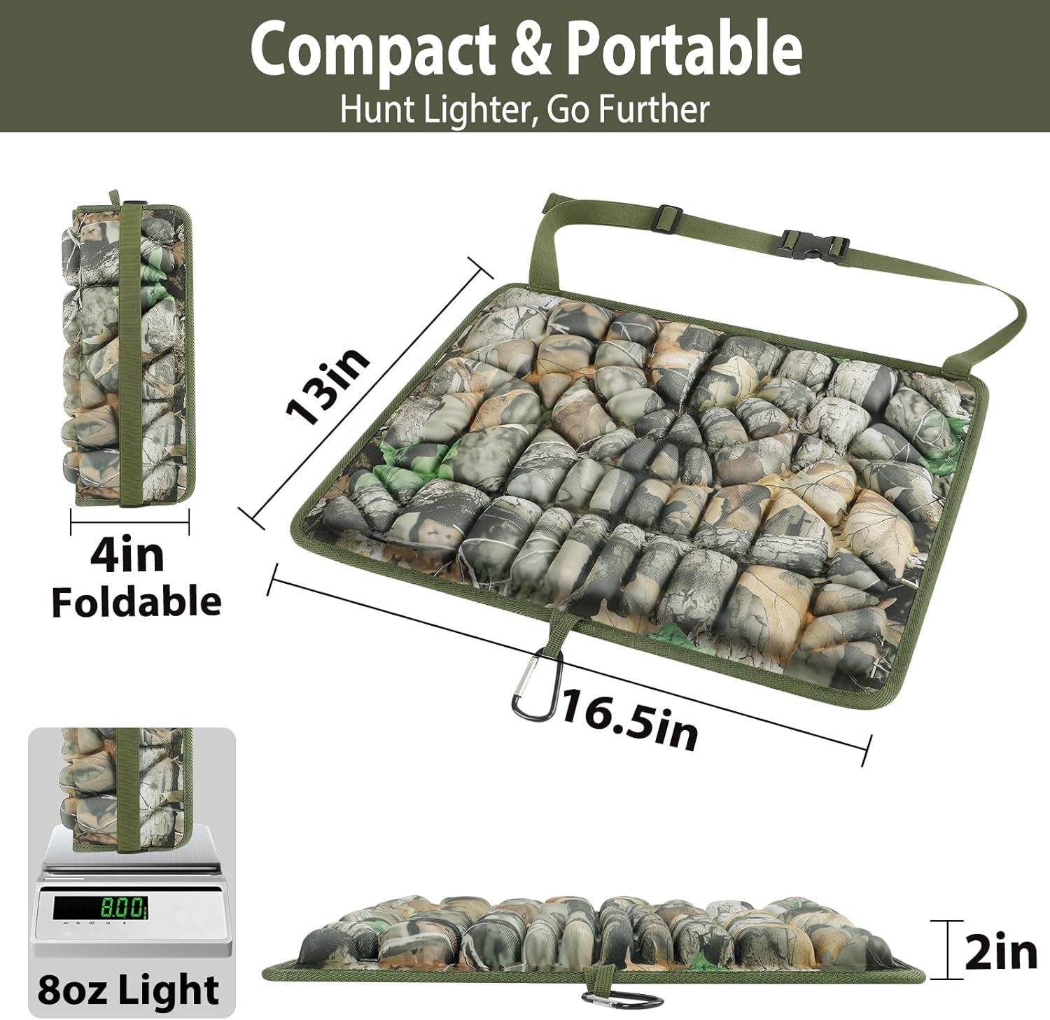 Hunting Seat Cushion, Memory Foam Silent Lightweight Camo Tree Stand Seat Cushio