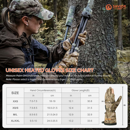 SAVIOR HEAT Heated Gloves for Hunting, Camouflage Hunting Gloves for Men Wome...