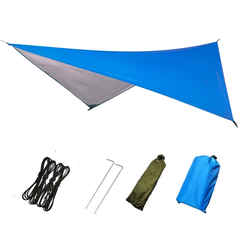 Outdoor Hammock Waterproof Rain Fly Tent Tarp Lightweight Portable Waterproof Ripstop Easily Fold Sun Shelter UV Protection
