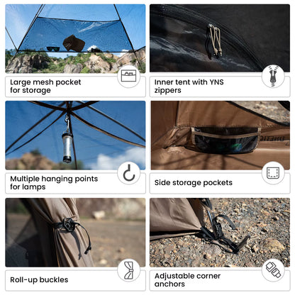 JOVIAN Camping Tent 3-Season 4-Person Dome Tent Outdoor Backpacking Shelter with Tent Bottom Waterproof Floor Mat